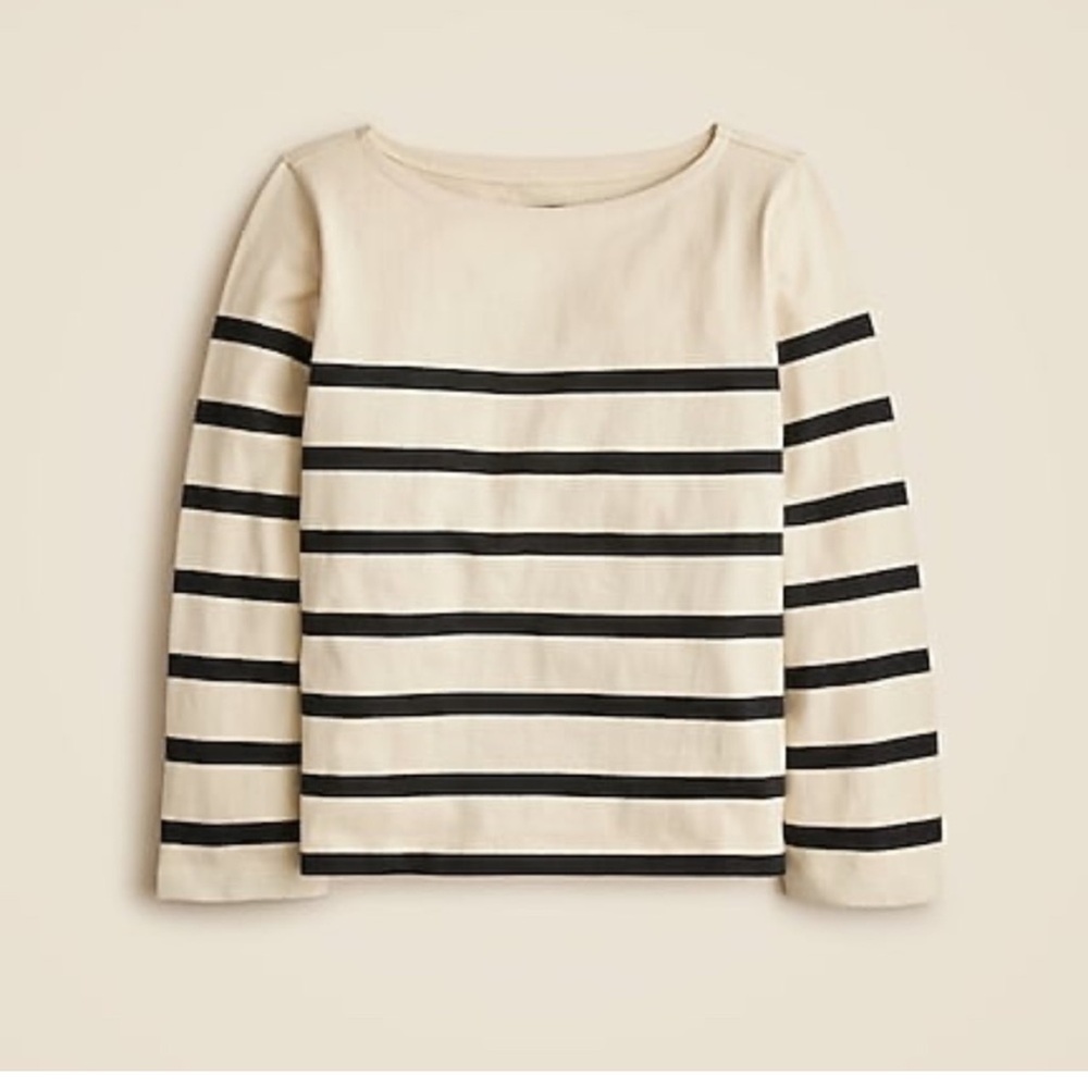 NWOT J. Crew Classic Mariner Cloth Boatneck Natural Black
